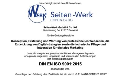Wir sind DIN EN ISO 9001:2015 zertifiziert