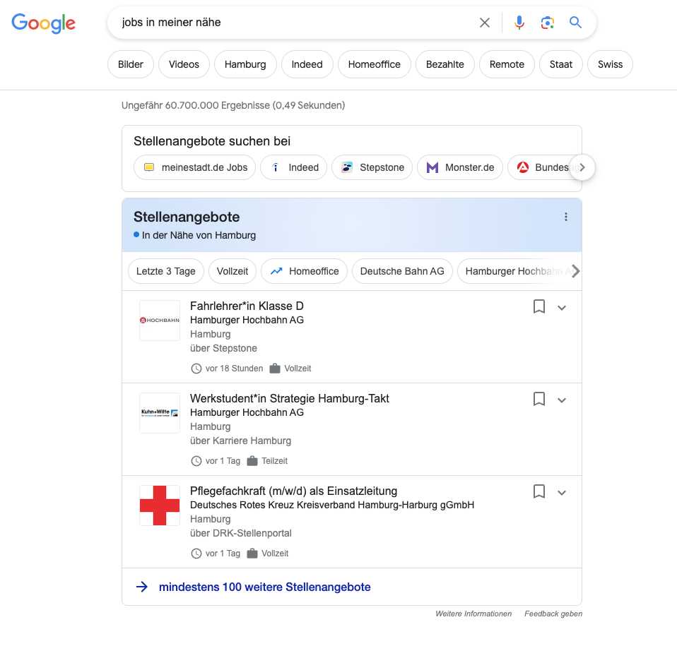 Google Stellenanzeigen